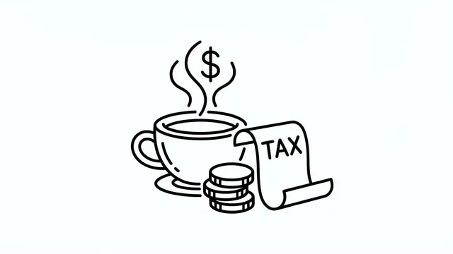Ícono de deducciones fiscales con taza de café
