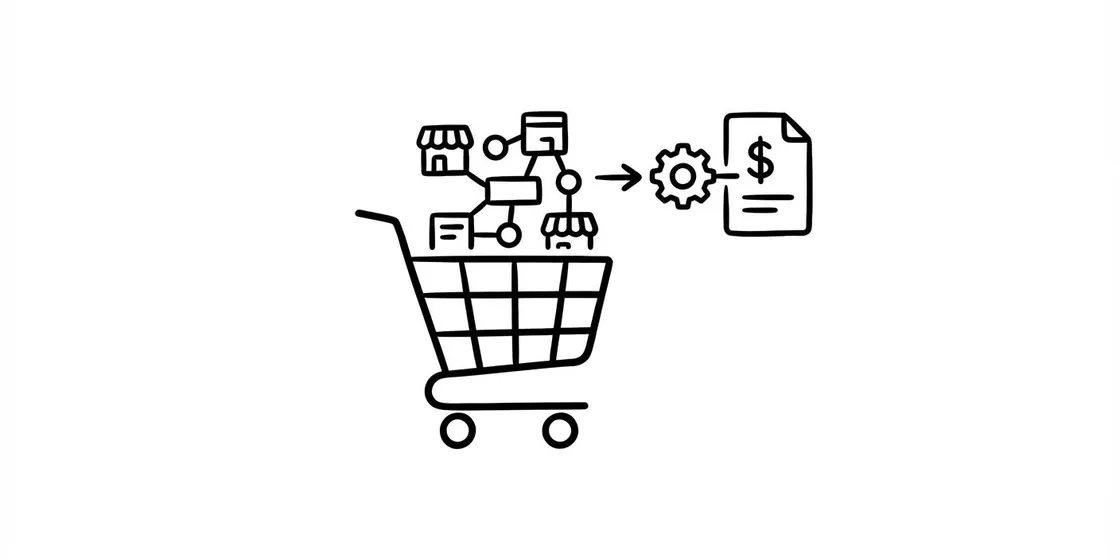 Ícono de marketplace con facturación automatizada